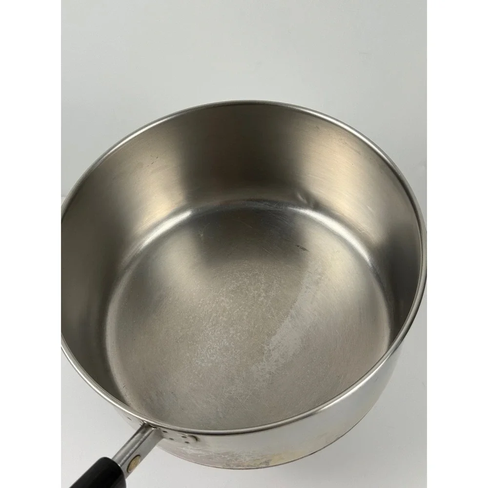 Vintage Revere Ware 2 Qt Saucepan Copper Bottom Stainless Steel Pot Clinton IL